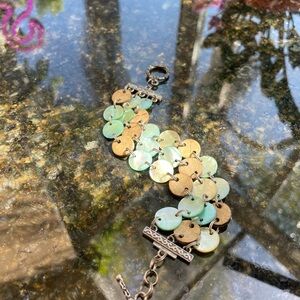 Silver and Green Triple-Strand Bracelet